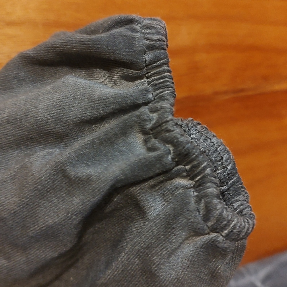 Wonderly Mineral Wash Babydoll Dress Gray Lantern Sleeve Stretchy Cabincore S - Picture 3 of 12